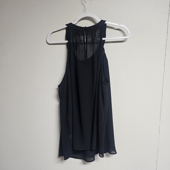 Torrid Chiffon Black Flowy Tank Blouse Keyhole Back with Button Collar - Picture 2 of 7